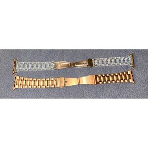 Apple Watch Band Lot Rose Gold & Iridescent Clear Stainless Steel Strap 38 40 41